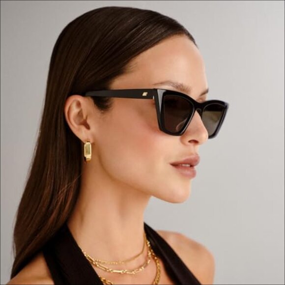 Gold-Tone Logo Emblem Sunglasses, Cateye Frame, Soft Case Included main image 7